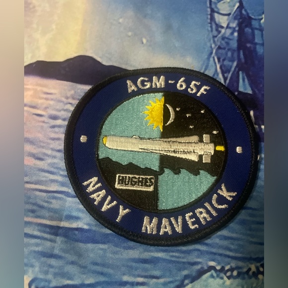 USN U.S. Navy AGM-65F Maverick Missile Hughes Aircraft 4” Cloth Patch NOS
